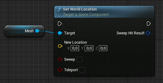 Set World Location blueprint node